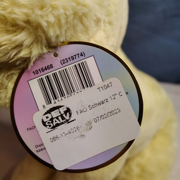 FAO Schwarz Yellow Plush Puppy Dog Labrador Bunny Ears Bowtie Stuffed Animal 12" - Picture 7 of 16